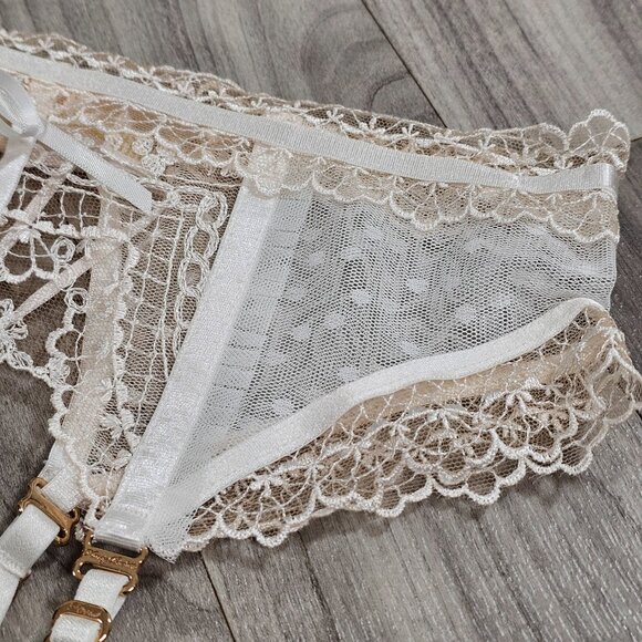NWT Honey Birdette Capucine Ivory Suspender Garter Belt Size M - Picture 3 of 5